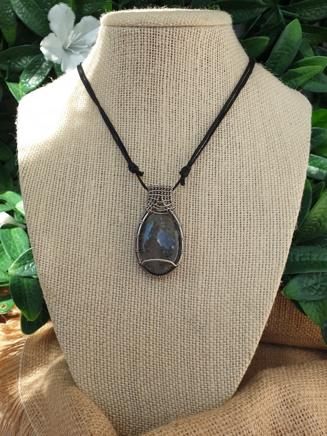 Black Sunstone and Sterling Silver Necklace