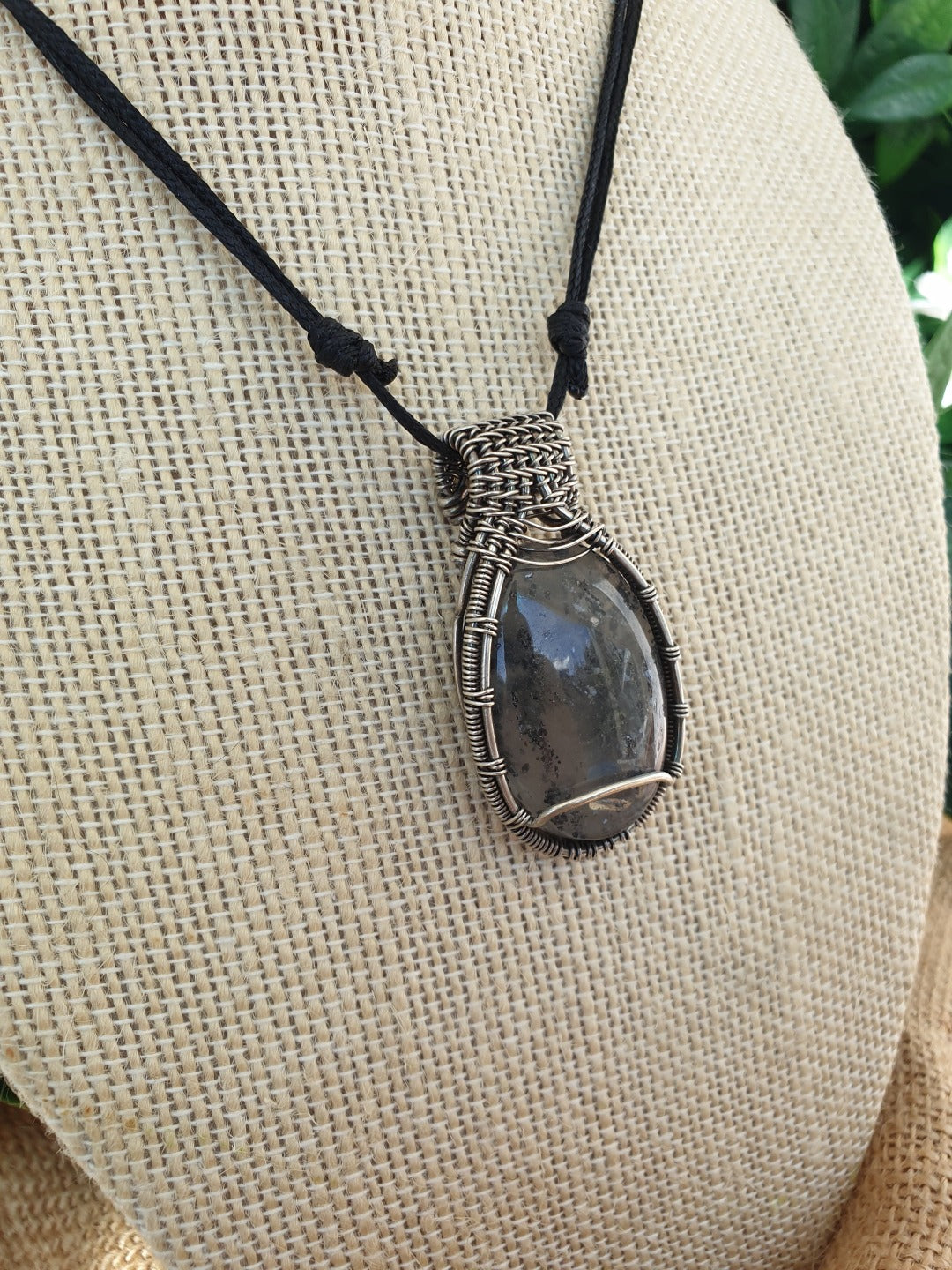 Black Sunstone and Sterling Silver Necklace