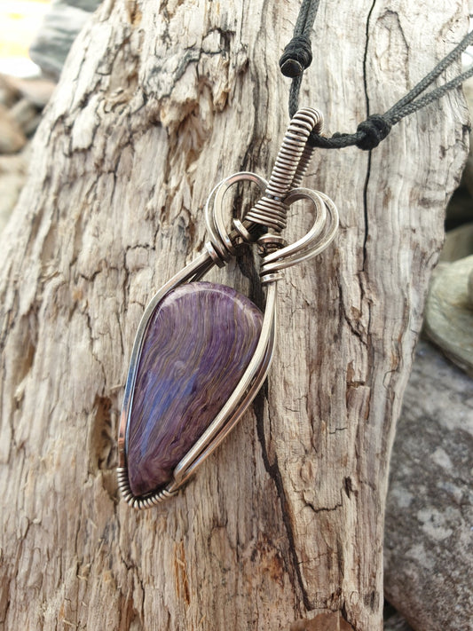 Charoite and Sterling Silver Necklace