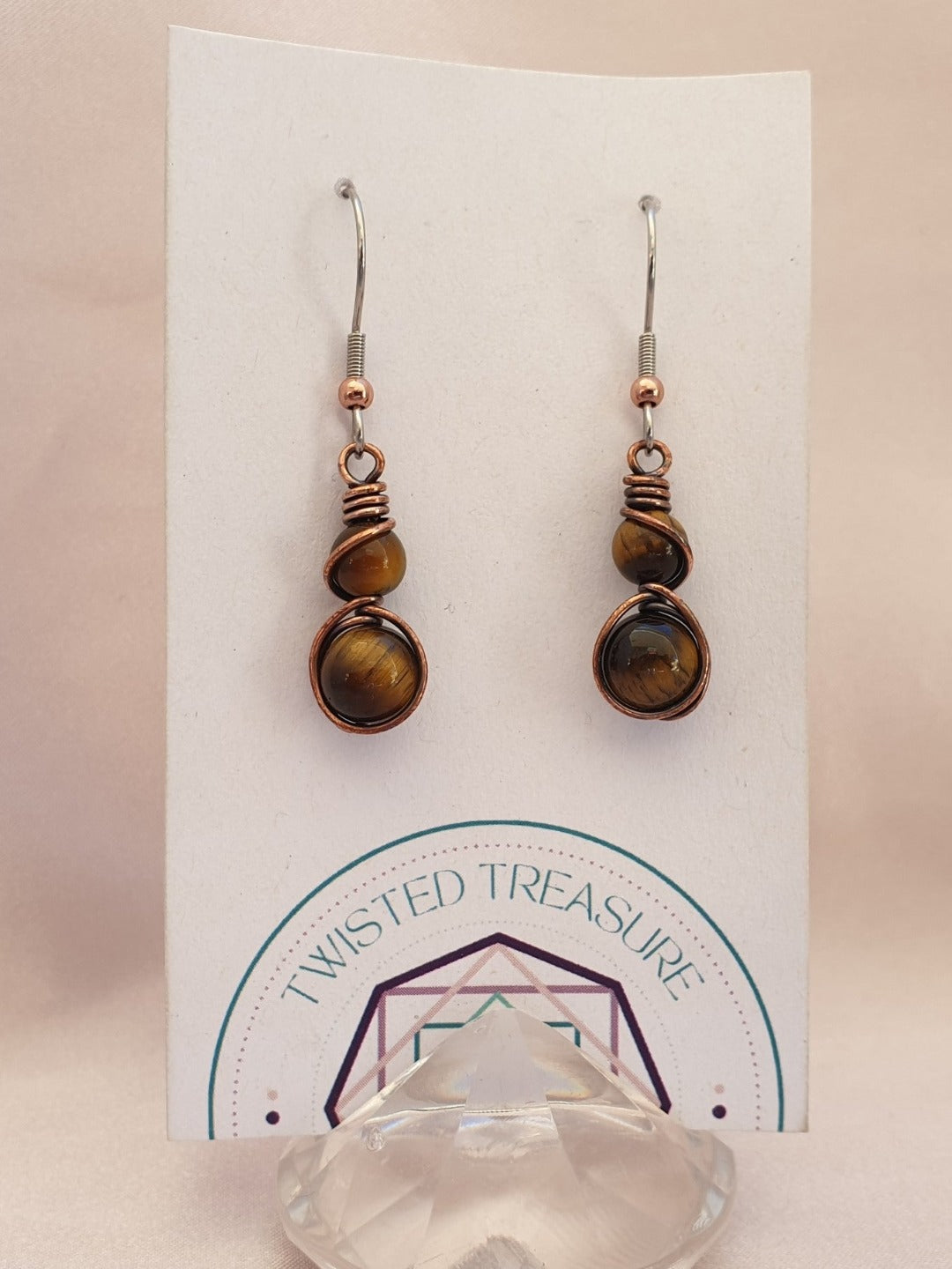 Tigers Eye and Copper Earrings